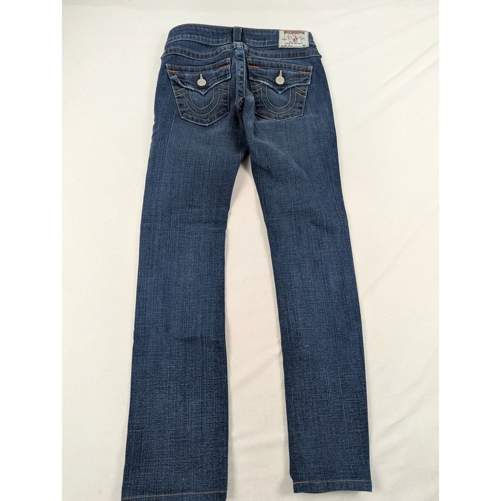 True Religion Billy Men Dark Wash Straight Leg Flap Pocket Jeans Size 25 USA